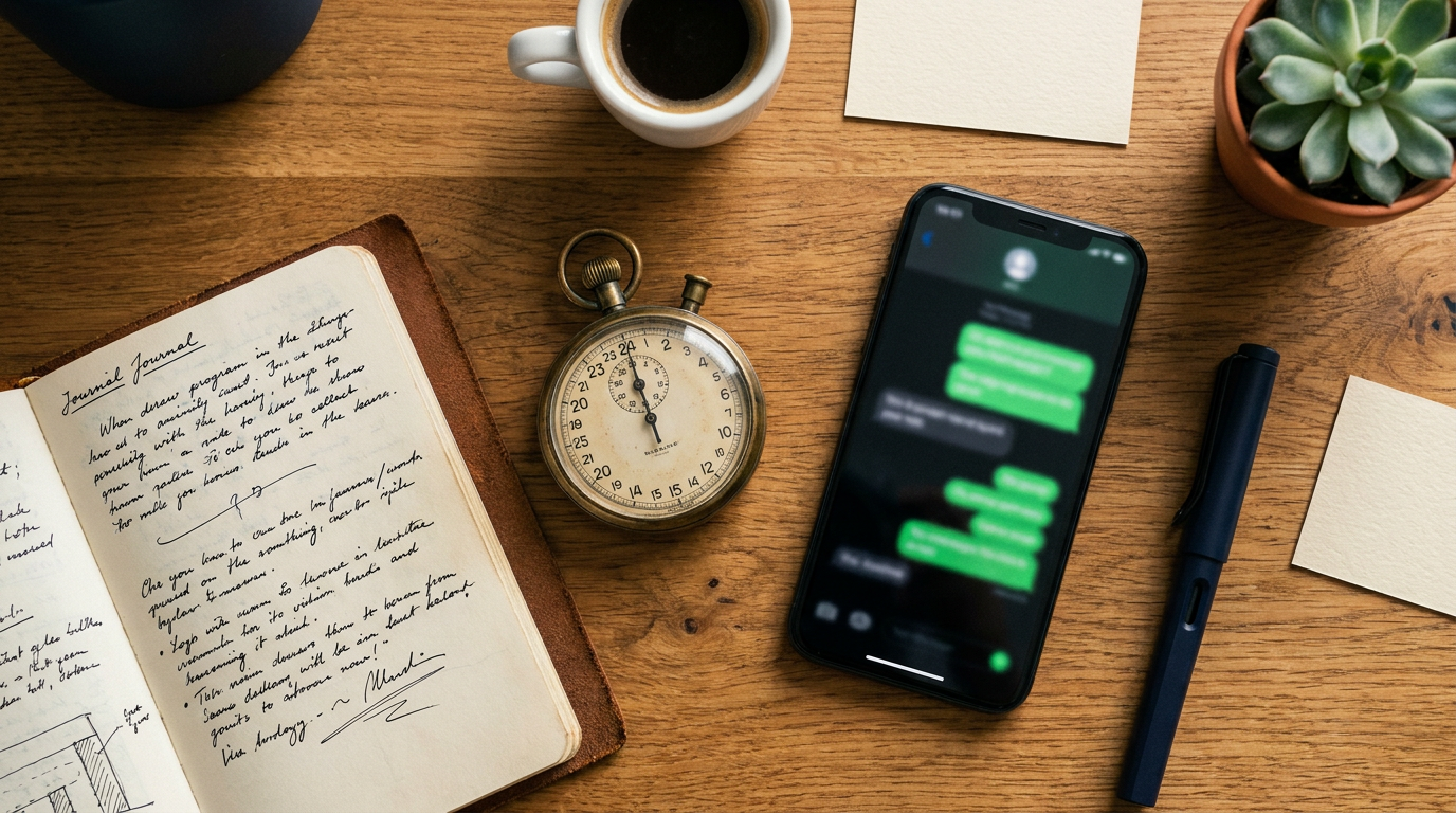 Recruiter Workspace mit Stoppuhr, Notizbuch und Chat-Verlauf